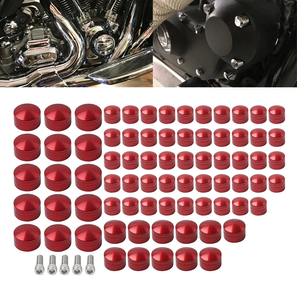 75X Red Engine Bolt Topper Caps for Harley Touring Road Street Glide (2007-2016)