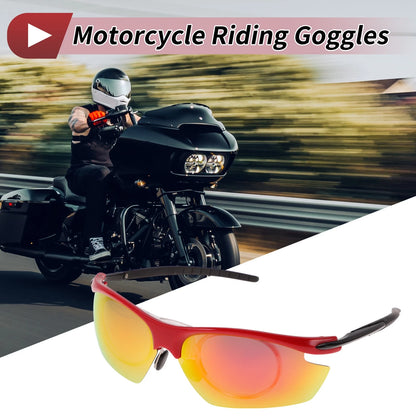 Motorcycle Riding Goggles Red Lens Black Red Frame Tri-acetel Cellulose