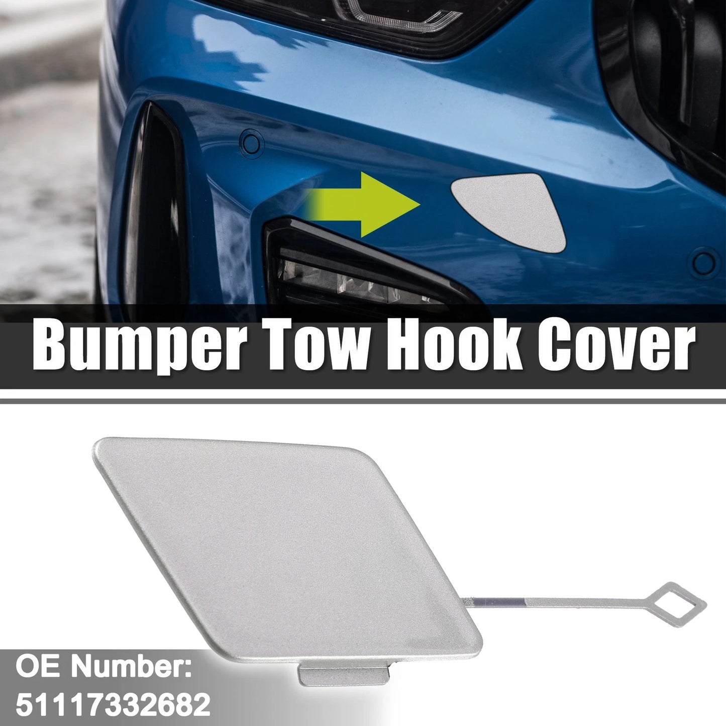 Front Right Tow Hook Cover for BMW 535i (2015-2016) Gray