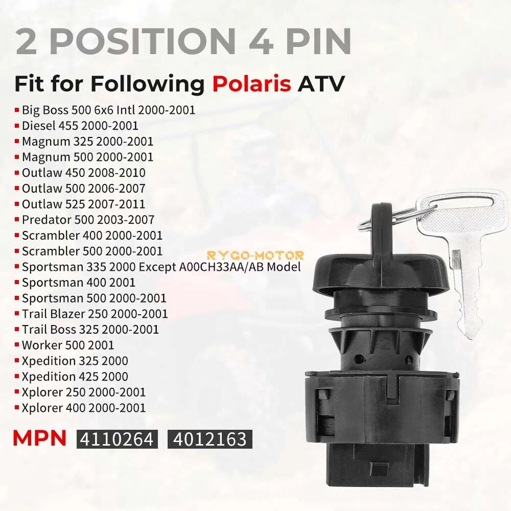 Ignition Key Switch for Polaris Magnum 325 2x4 4x4 Hds (2000–2001)