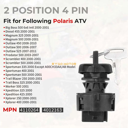 Ignition Key Switch for Polaris Magnum 325 2x4 4x4 Hds (2000–2001)