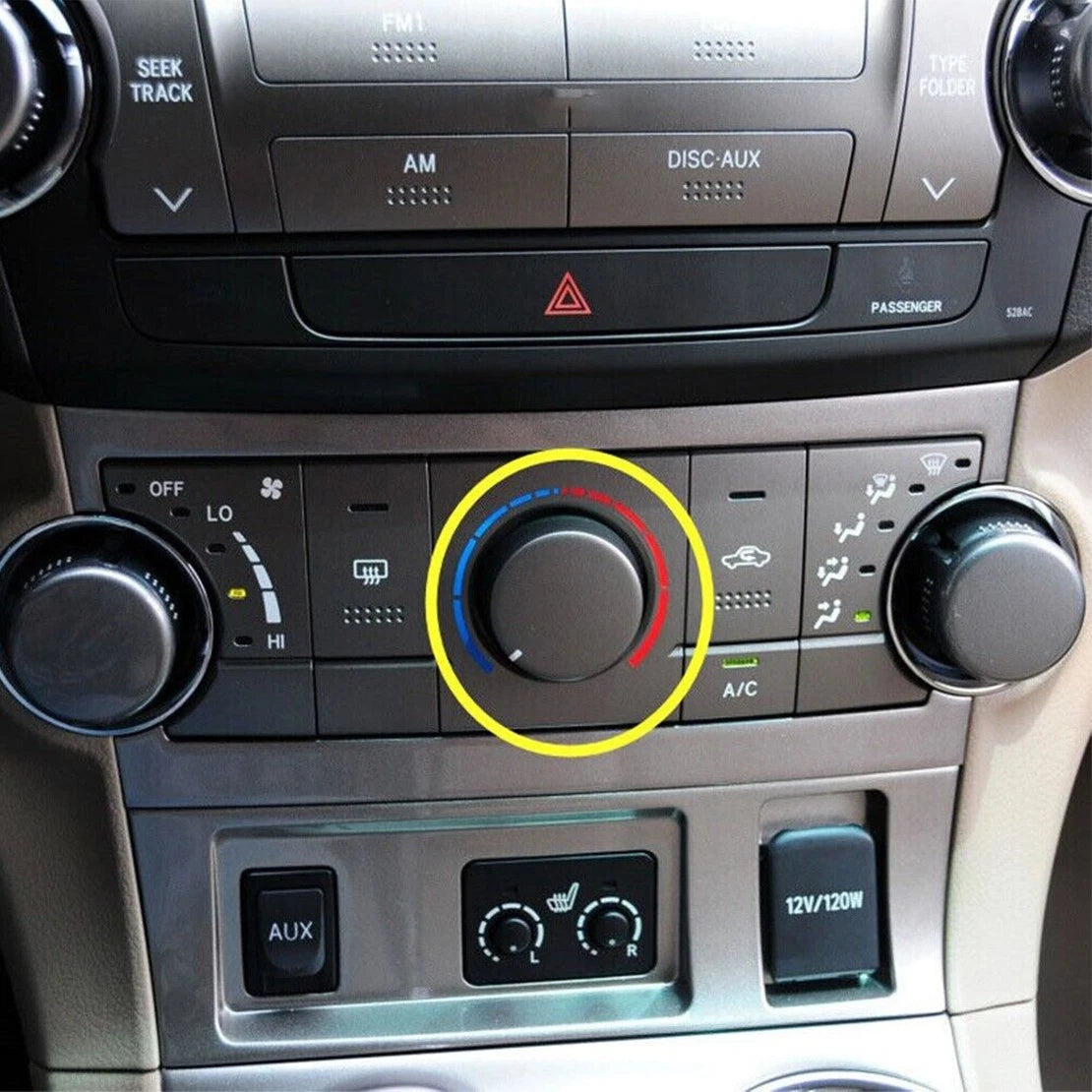 Air Conditioning Control Knob Cover for Toyota Highlander (2009-2013)