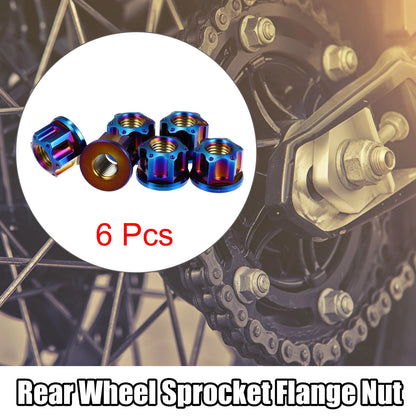 6 x Titanium Alloy M10 Pitch 1.25mm Flange Bolt Nut for Motorcycle Blue