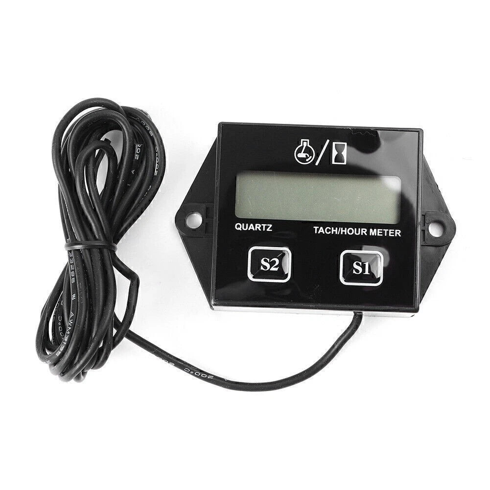 Digital Engine Tachometer Hour Meter for Moto Choppers ATV Spark Plug 2x