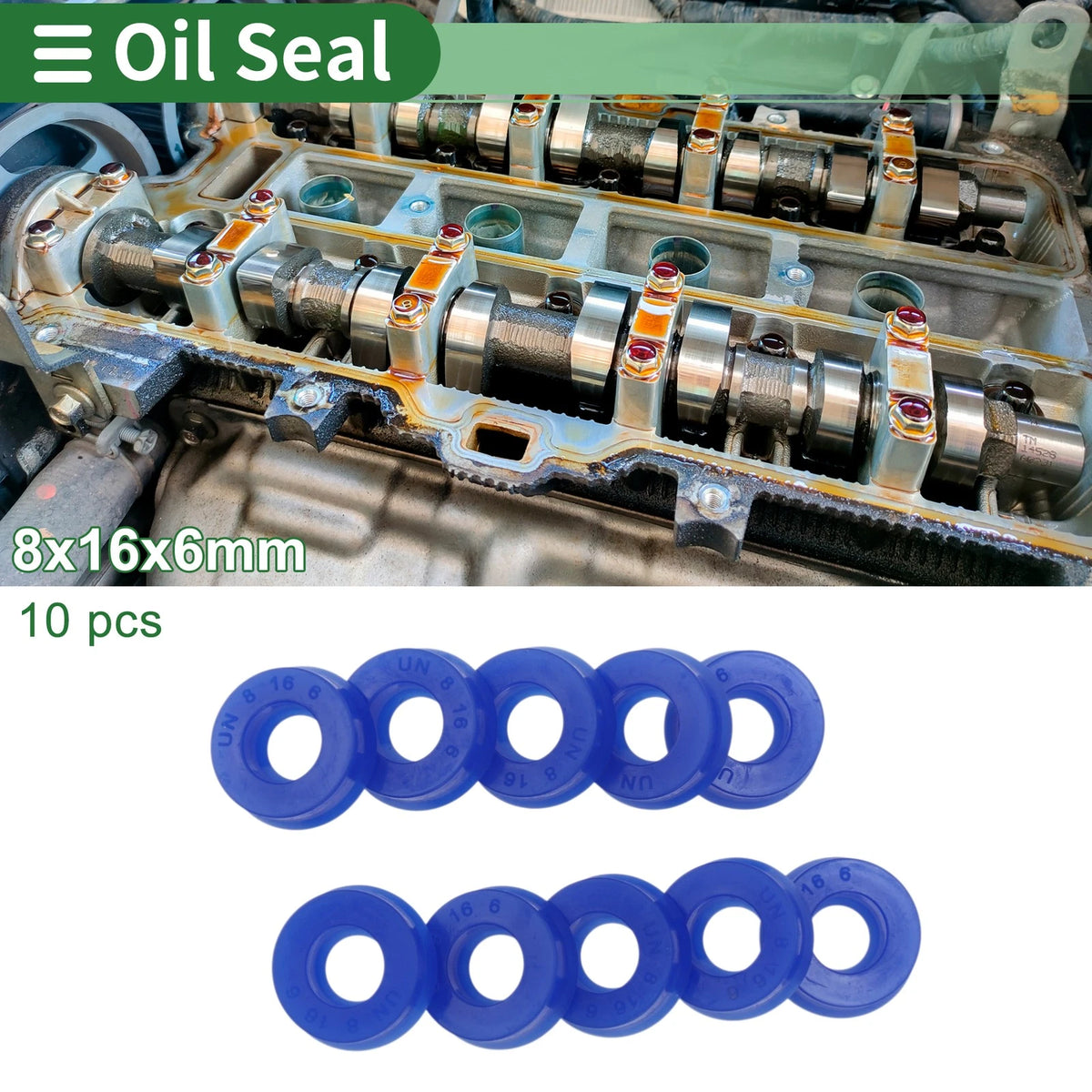 Oil Seal TPU 8x16x6mm High Pressure Blue 10 Pcs
