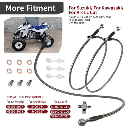 Steel Braided Front Brake Lines for Suzuki QuadSport Z400 2003-2008