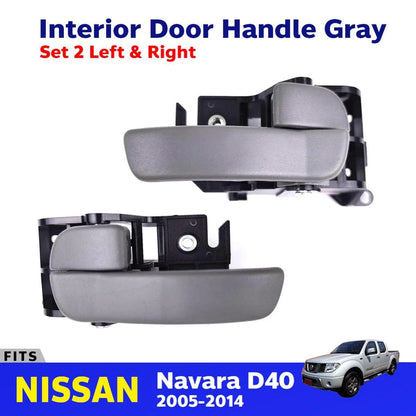 Interior Door Handle Gray Pair Fits Nissan Navara D40 2D 4D Pickup 2005-14 D06