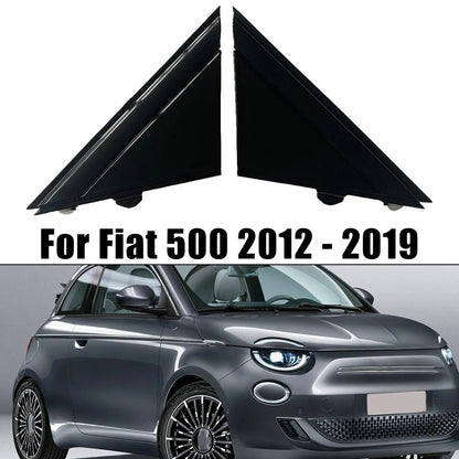 Bright black mirror triangle trim plate for Fiat 500 (2007–2023)