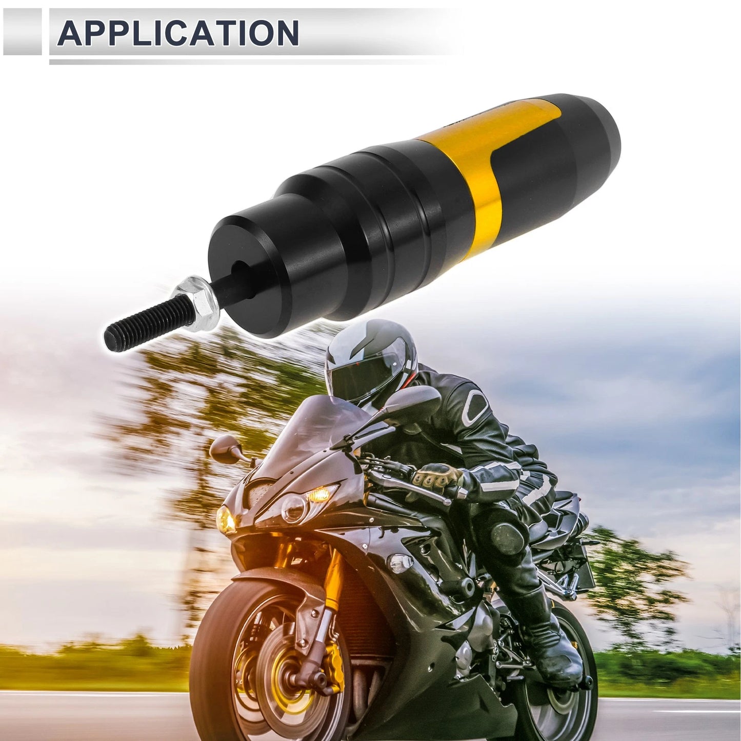 Slider Frame 10mm Aluminum Alloy 1 Pc Gold Tone for Generic Motorcycle