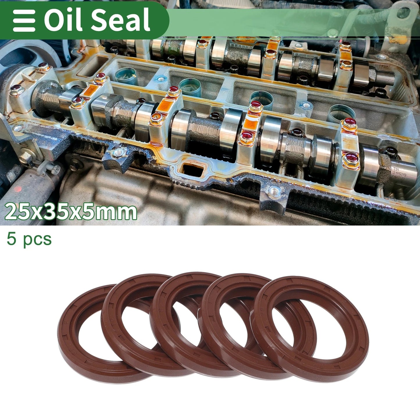 Oil Seal 25x35x5mm 5 Pcs Seal Ring Rotary Shaft Seal FKM Rubber for Make Model
