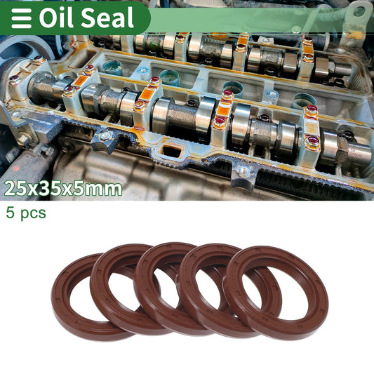 Oil Seal 25x35x5mm 5 Pcs Seal Ring Rotary Shaft Seal FKM Rubber for Make Model