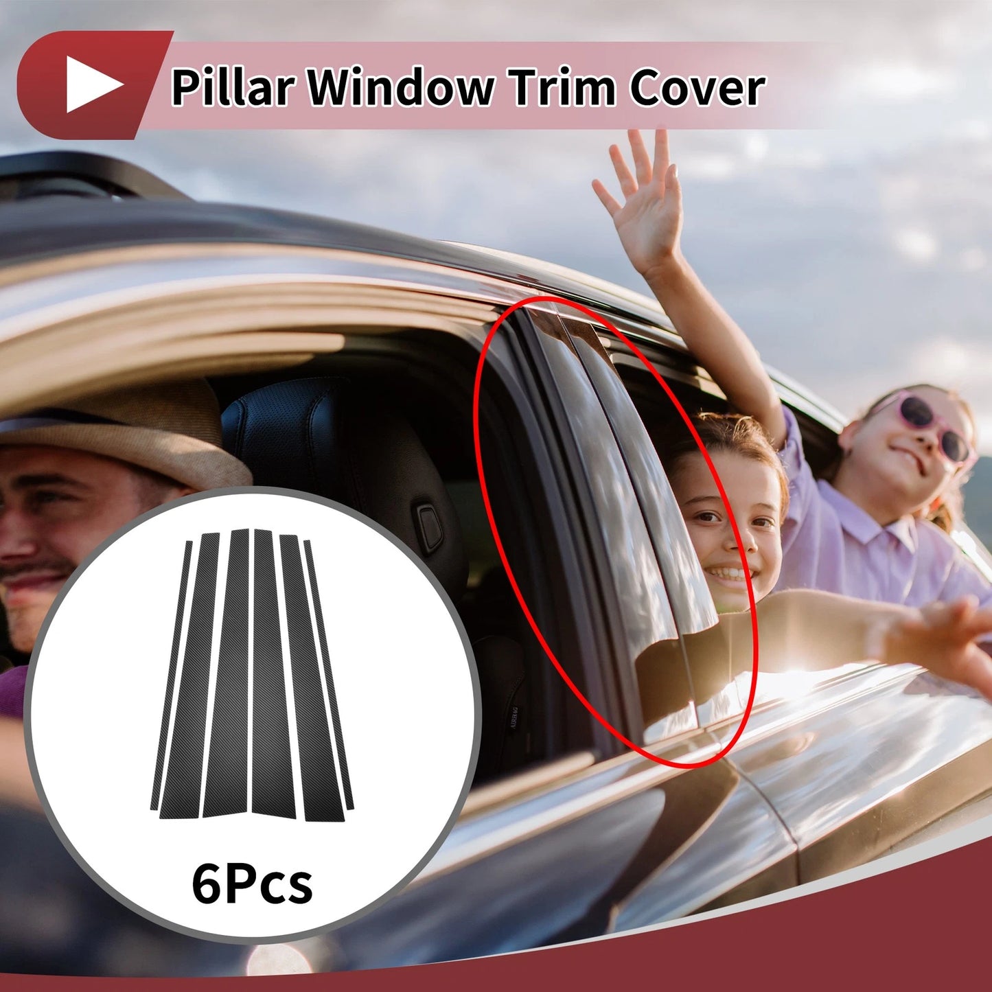 6 Pcs Carbon Fiber Door Pillar Trim for Toyota Land Cruiser/FJ80/FJ100
