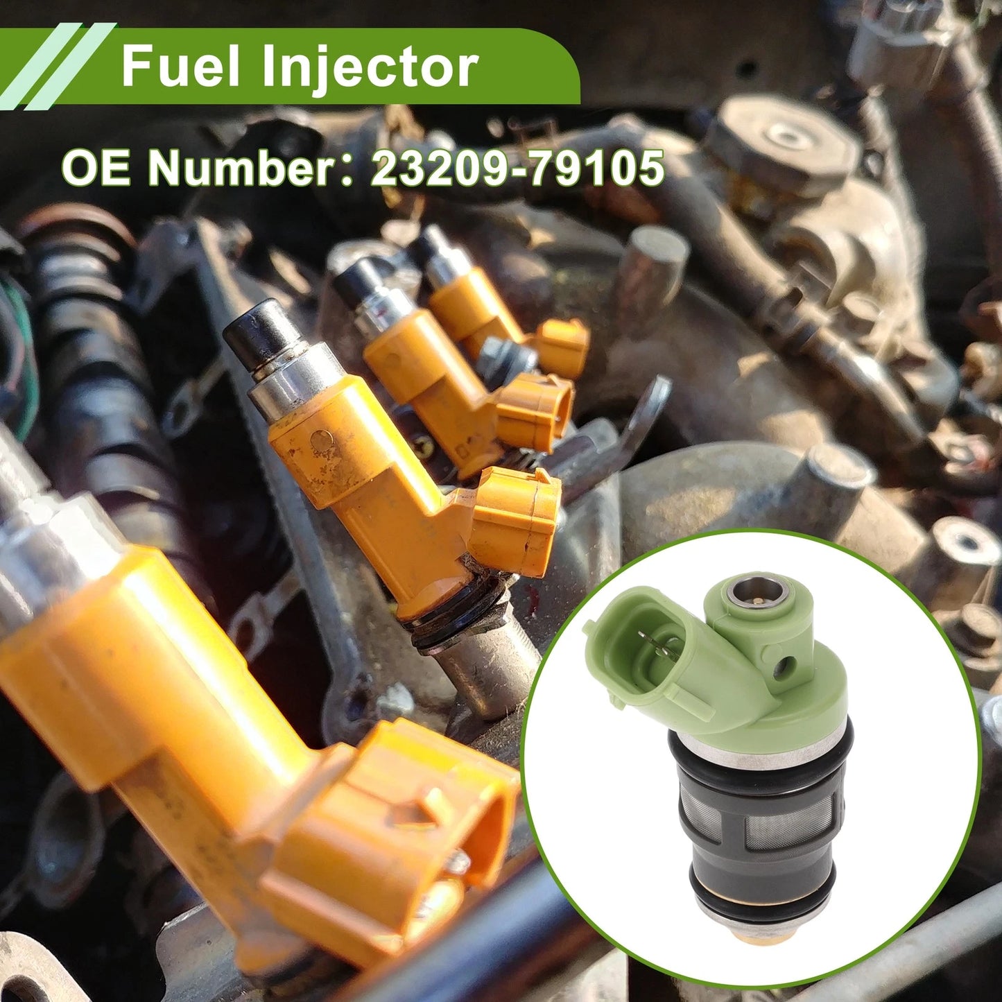 Fuel Injector 1 Pcs Green for Toyota Hiace Van RZH10 KLH1