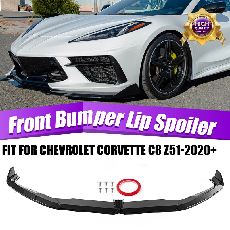 Front Bumper Lip Splitter for Chevy Corvette C8 Z51 Stingray (2020-Up)