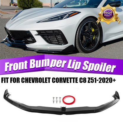 Front Bumper Lip Splitter for Chevy Corvette C8 Z51 Stingray (2020-Up)