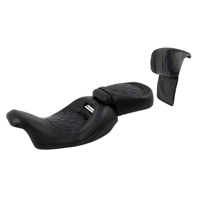 Driver Passenger Seat Backrest for Harley Street Glide (2014-2023) Blue Stitch