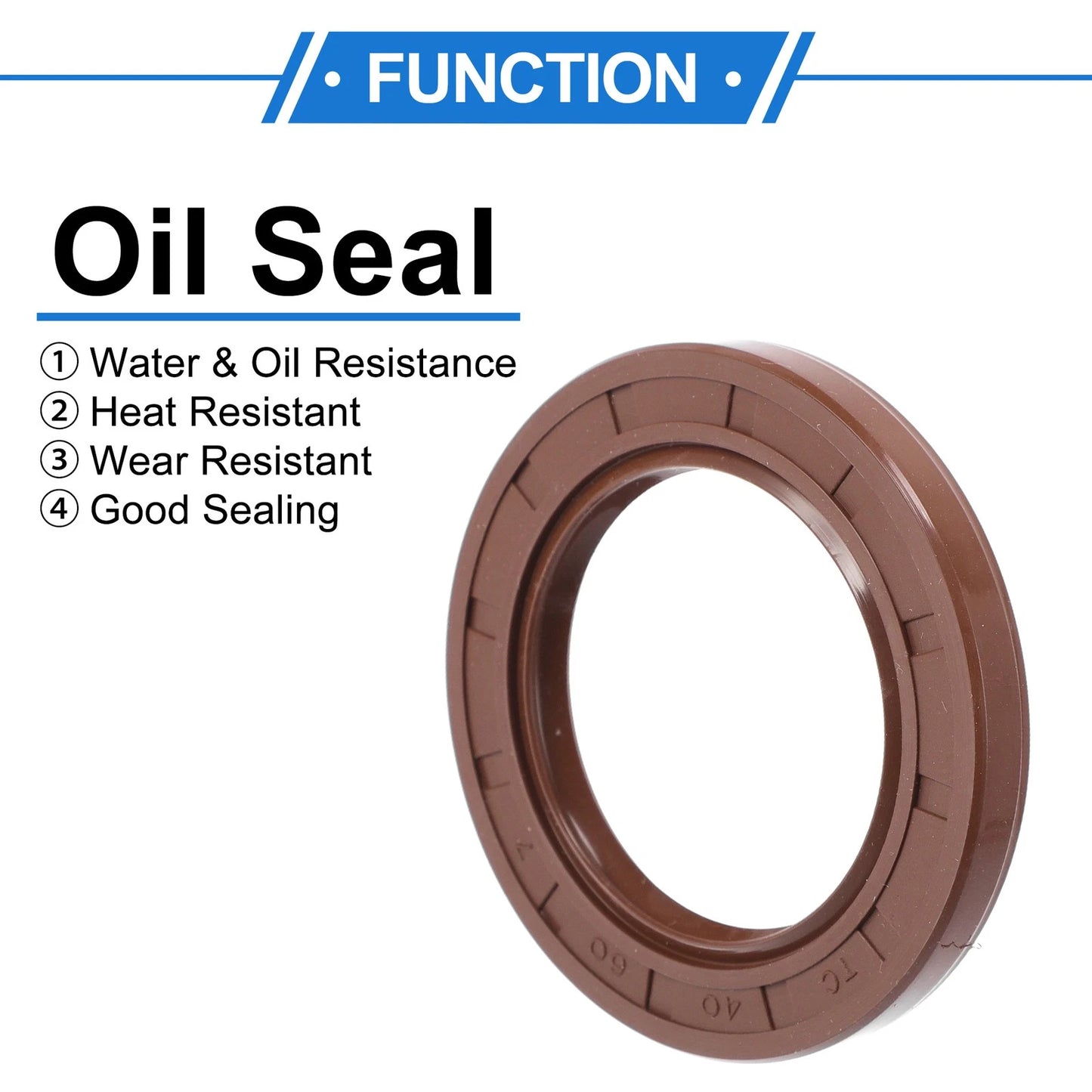Oil Seal 2 x Seal Ring Rotary Shaft Seal FKM Rubber 40x60x7mm Brown