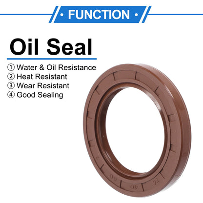 Oil Seal 2 x Seal Ring Rotary Shaft Seal FKM Rubber 40x60x7mm Brown