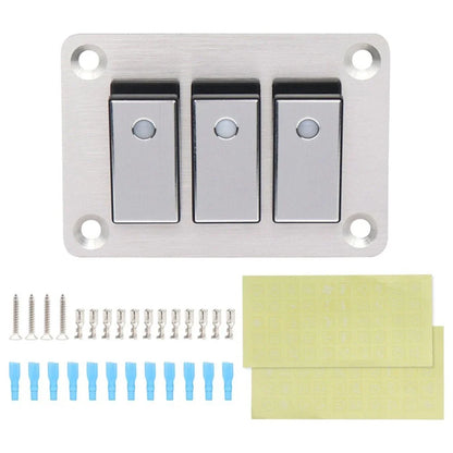Automotive Multiroad Switch Panel Boatshaped Brushed Aluminum Blue Backlight