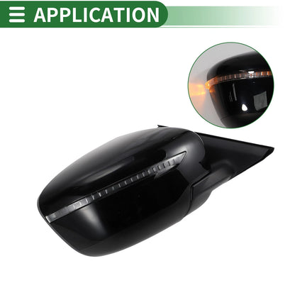 Right Side Door Mirror for Nissan Rogue 2017-2019 Manual Folding Black