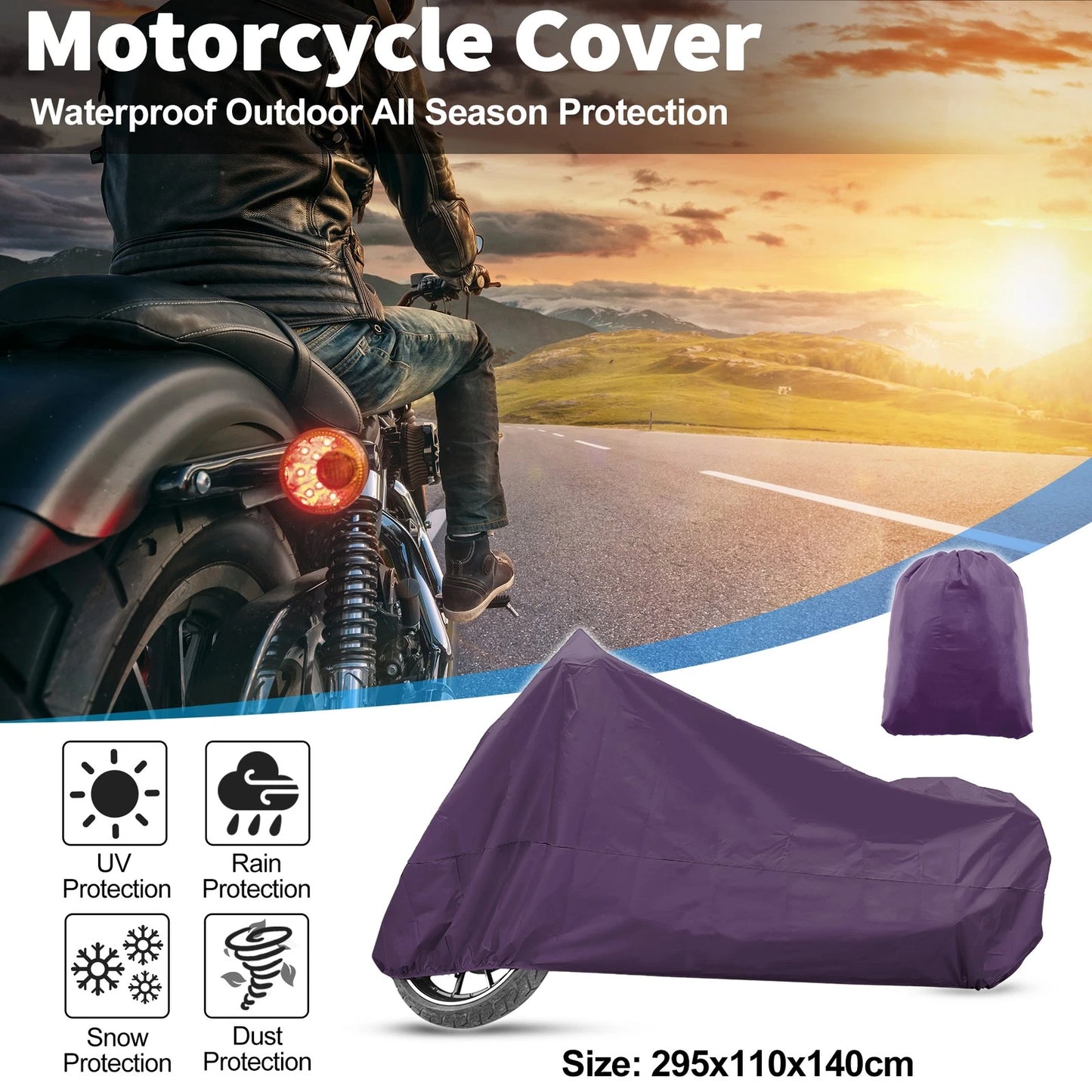 XXXL Motorcycle Cover for Make Model Universal Scooter Waterproof Purple