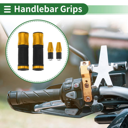 Motorcycle Hand Grips Cover Handlebar End Grips Gold Tone Rubber for Motorcycle