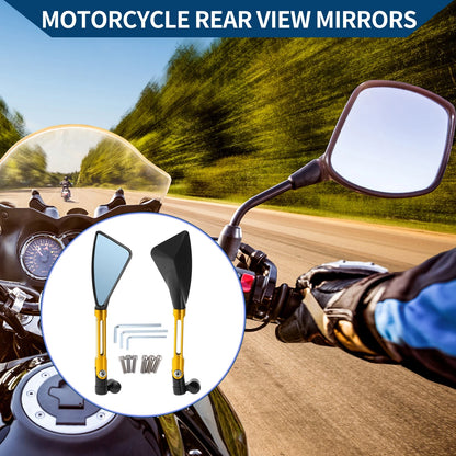 M8/M10 Rear View Mirror Triangle Shape Black Gold Tone Aluminum Alloy for Motorcycle