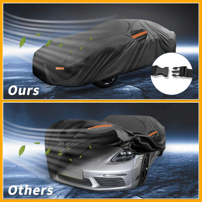 210D-PU Car Cover Waterproof All Weather for Porsche 718 Black with Zipper