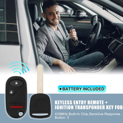 433MHz Keyless Entry Remote Ignition Transponder Key Fob for Honda Pilot, Civic