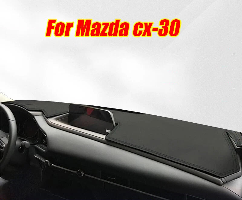 Black Leather Dashboard Cover Dash Protector Pad Mat for Mazda CX-30