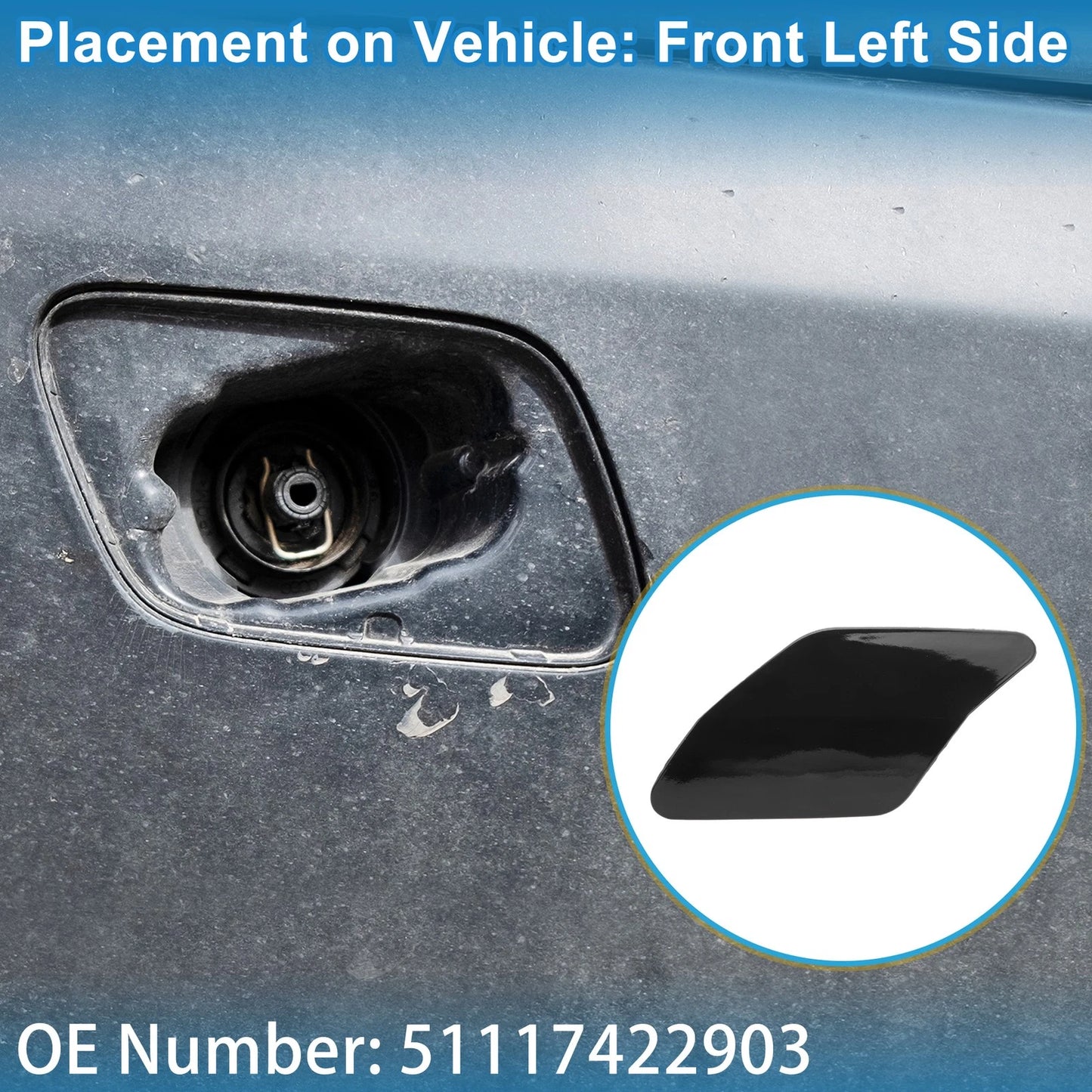 Front Left Washer Nozzle Cover for BMW X6 (2015-2019) Black