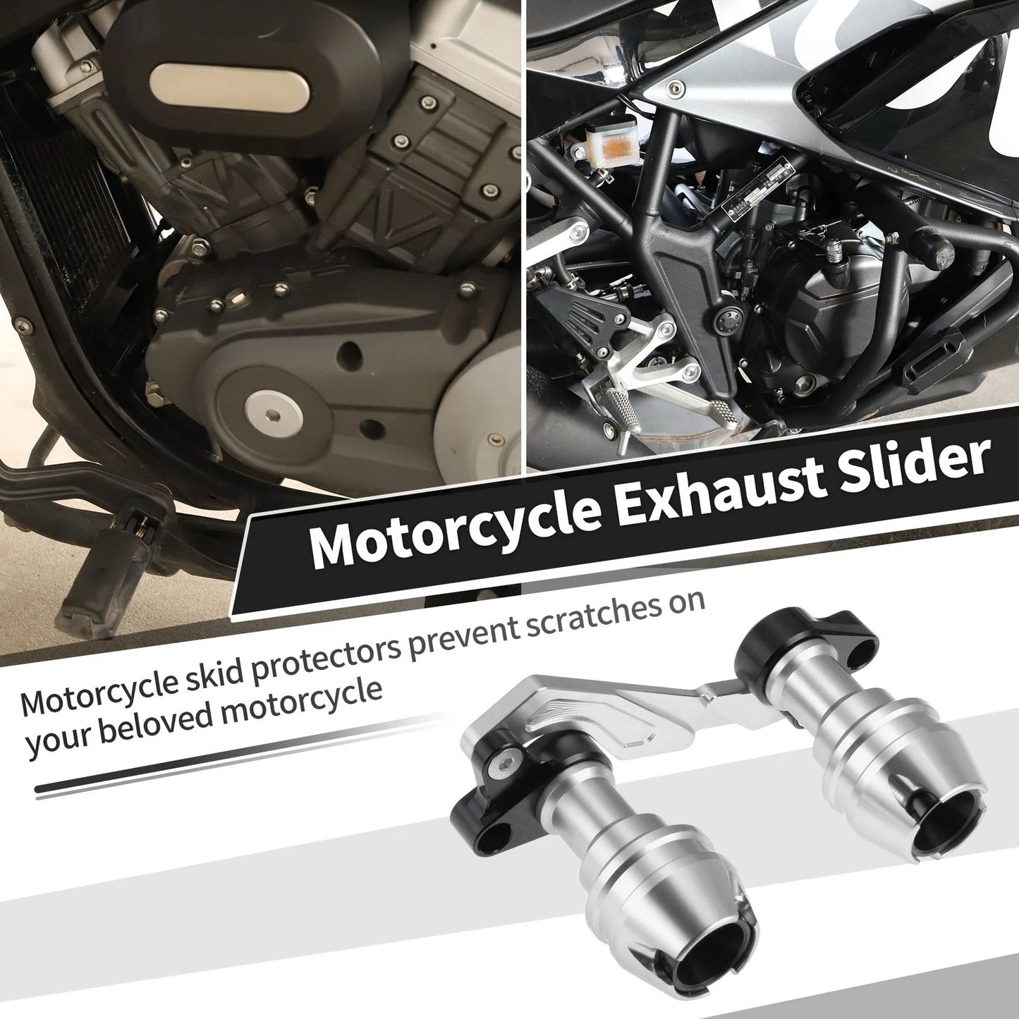 Frame Slider 175mm Anti-Crash Protector Silver Tone for Motorcycles