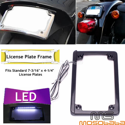 LED License Plate Frame Light for Harley Dyna Sportster Touring (2006-2023)
