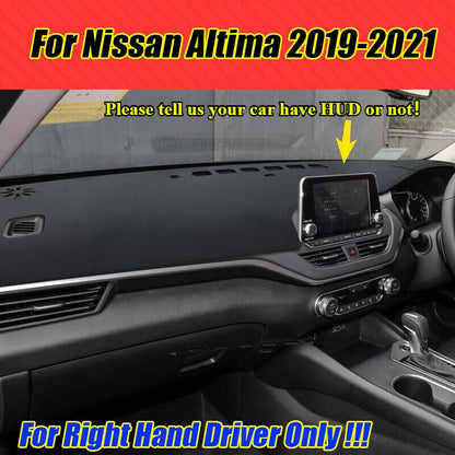 RHD Leather Dashboard Cover Protector Pad Mat for Nissan Altima (2019–2021)