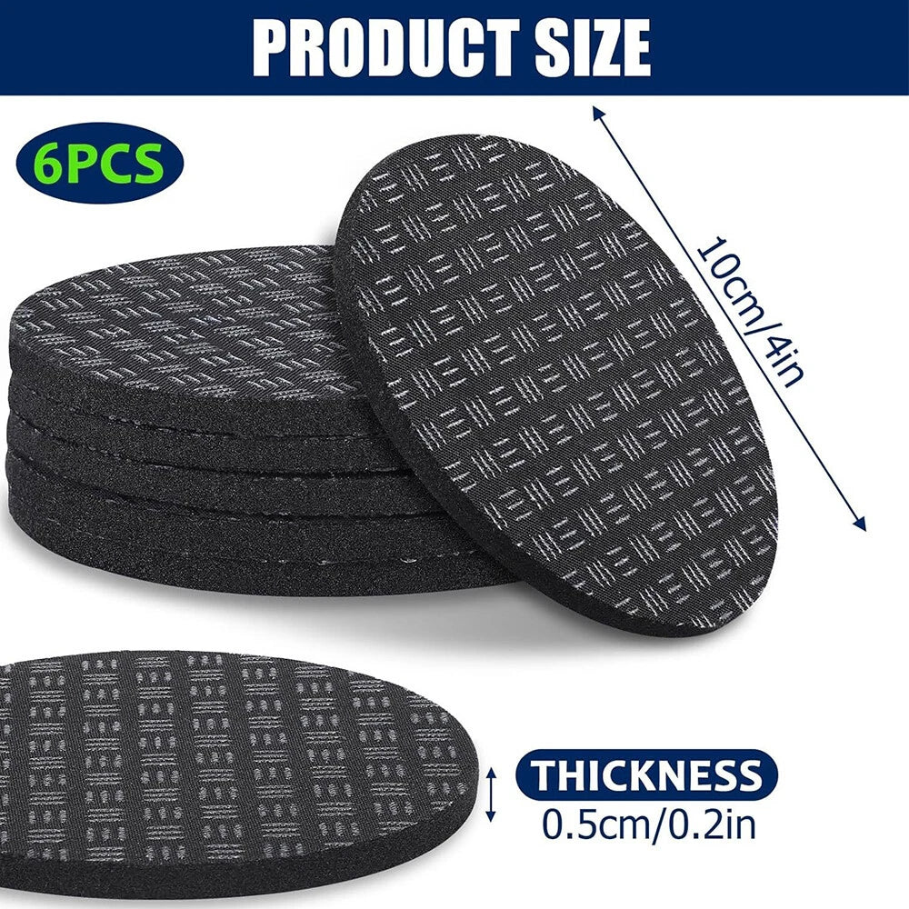 6pcs Non-Slip Mat for Treadmill & Exercise Bike - Black
