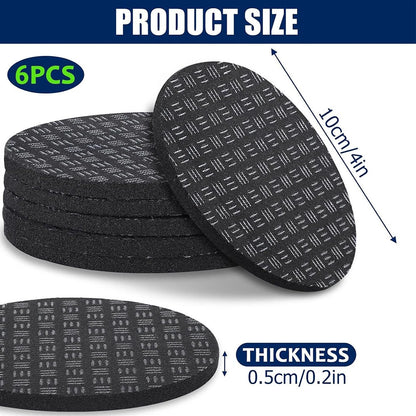 6pcs Non-Slip Mat for Treadmill & Exercise Bike - Black