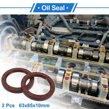 Oil Seal Rotary Shaft Seal FKM Rubber 63x85x10mm Brown 2 x