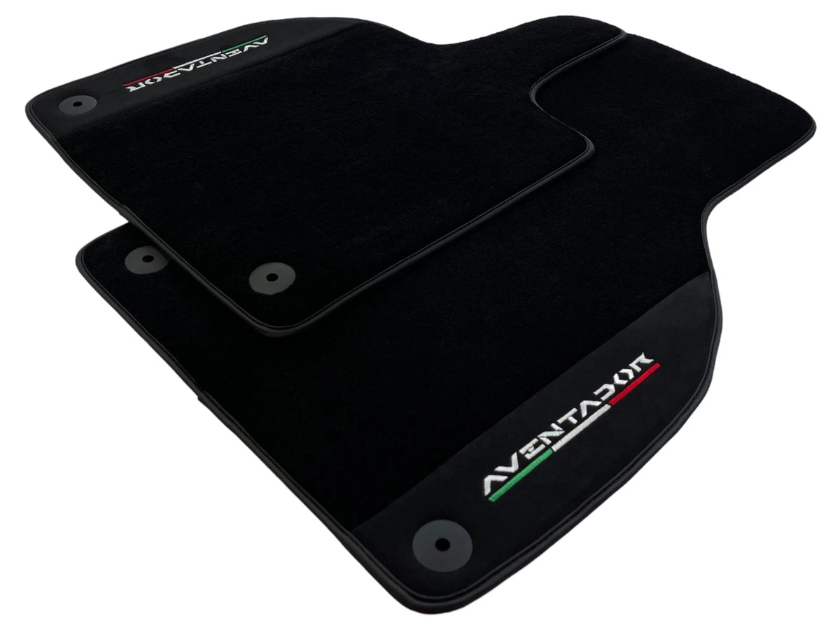 Black Floor Mats for Lamborghini Aventador 2012-2022 with Alcantara Leather