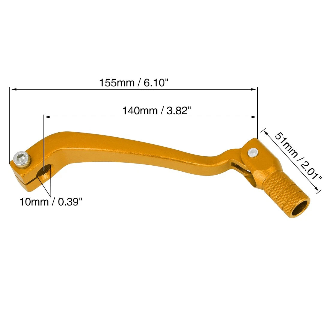 0.39" Aluminum Alloy Motorcycle Shift Lever Folding Gear Shifter Gold Tone for Make Model