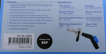 Deck Wash Outlet 130° Adaptor with Faucet for OMC/Bombardier Models