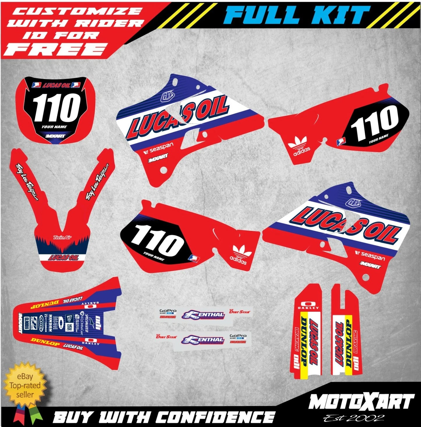 Custom Graphics Full Kit for Yamaha YZ 125 Decal (1996-2001)
