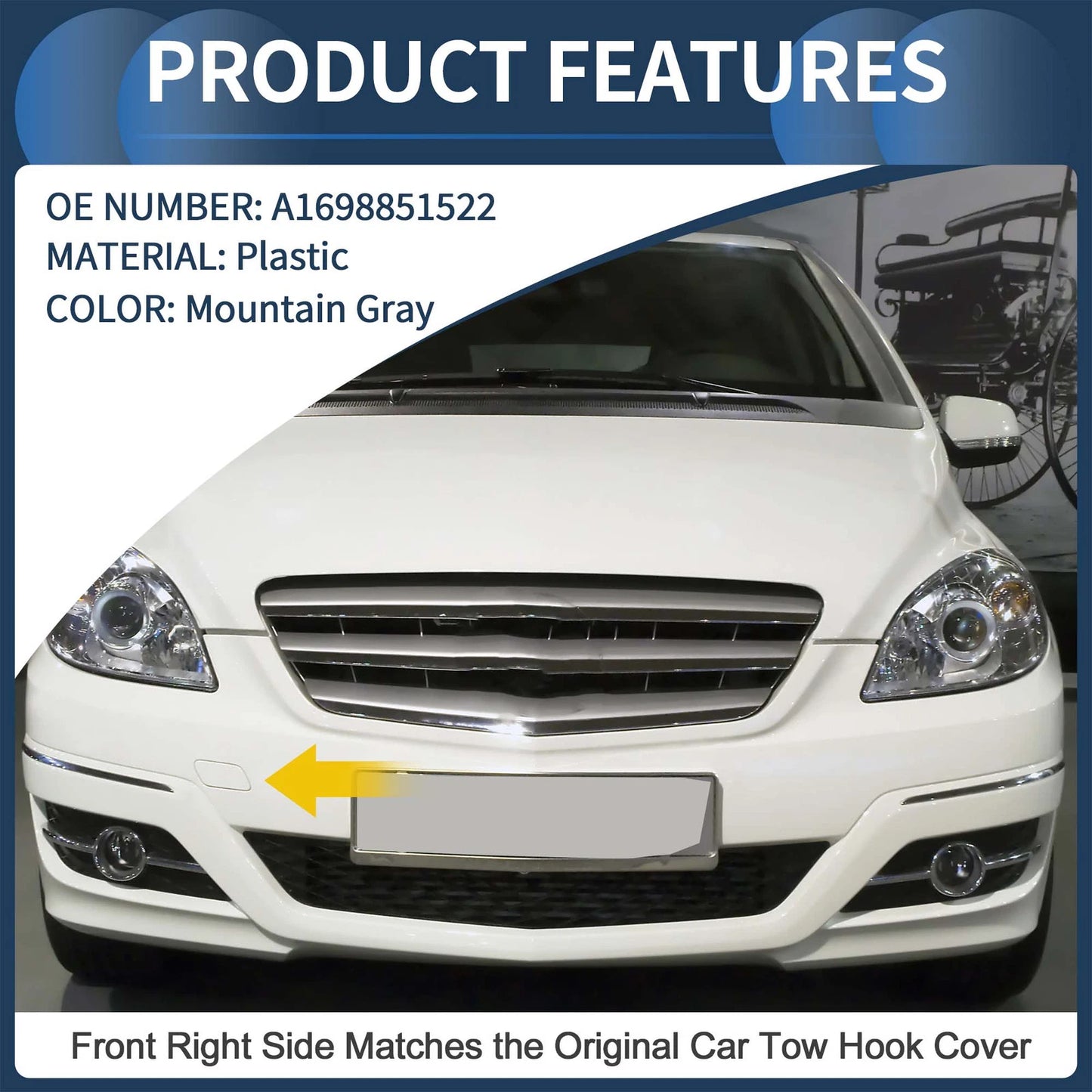 Front Bumper Tow Hook Cap for Mercedes-Benz B-Class (2005-2011)