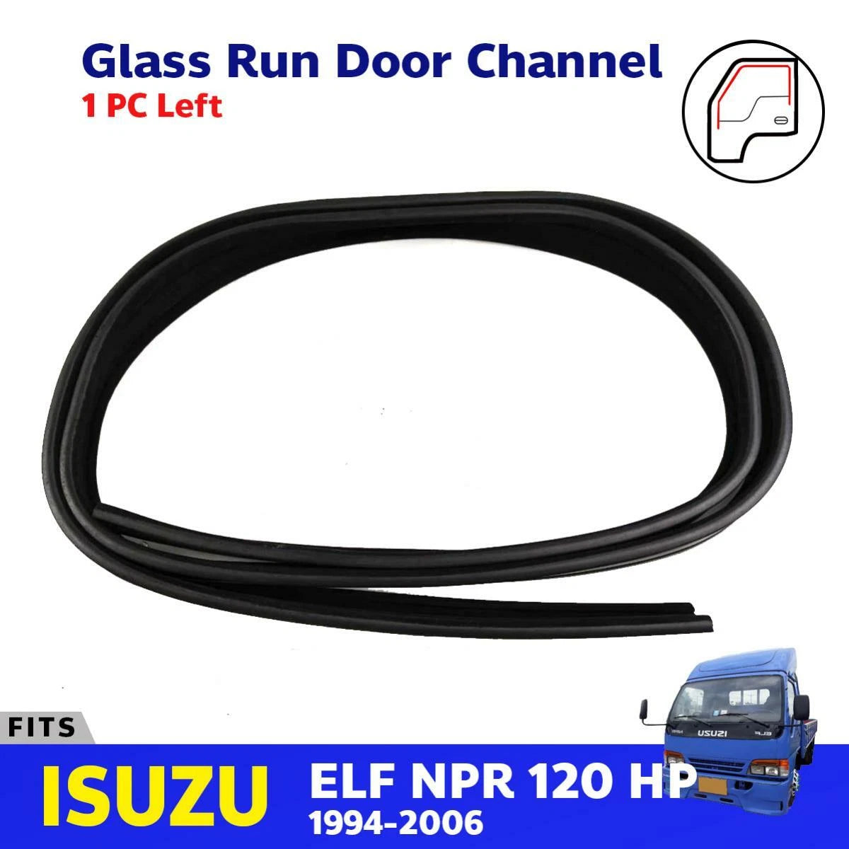 Glass Run Door Channel Rubber Left Fits Isuzu ELF NPR NKR94 120 HP Truck 1994-06
