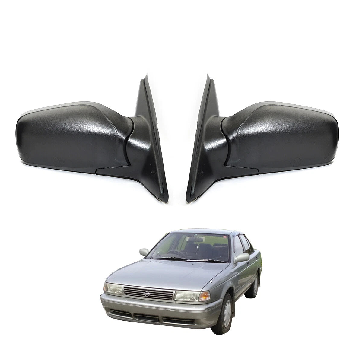 Black Door Mirror Set for Nissan Datsun Sunny Sentra B13 Sedan 1990-1993