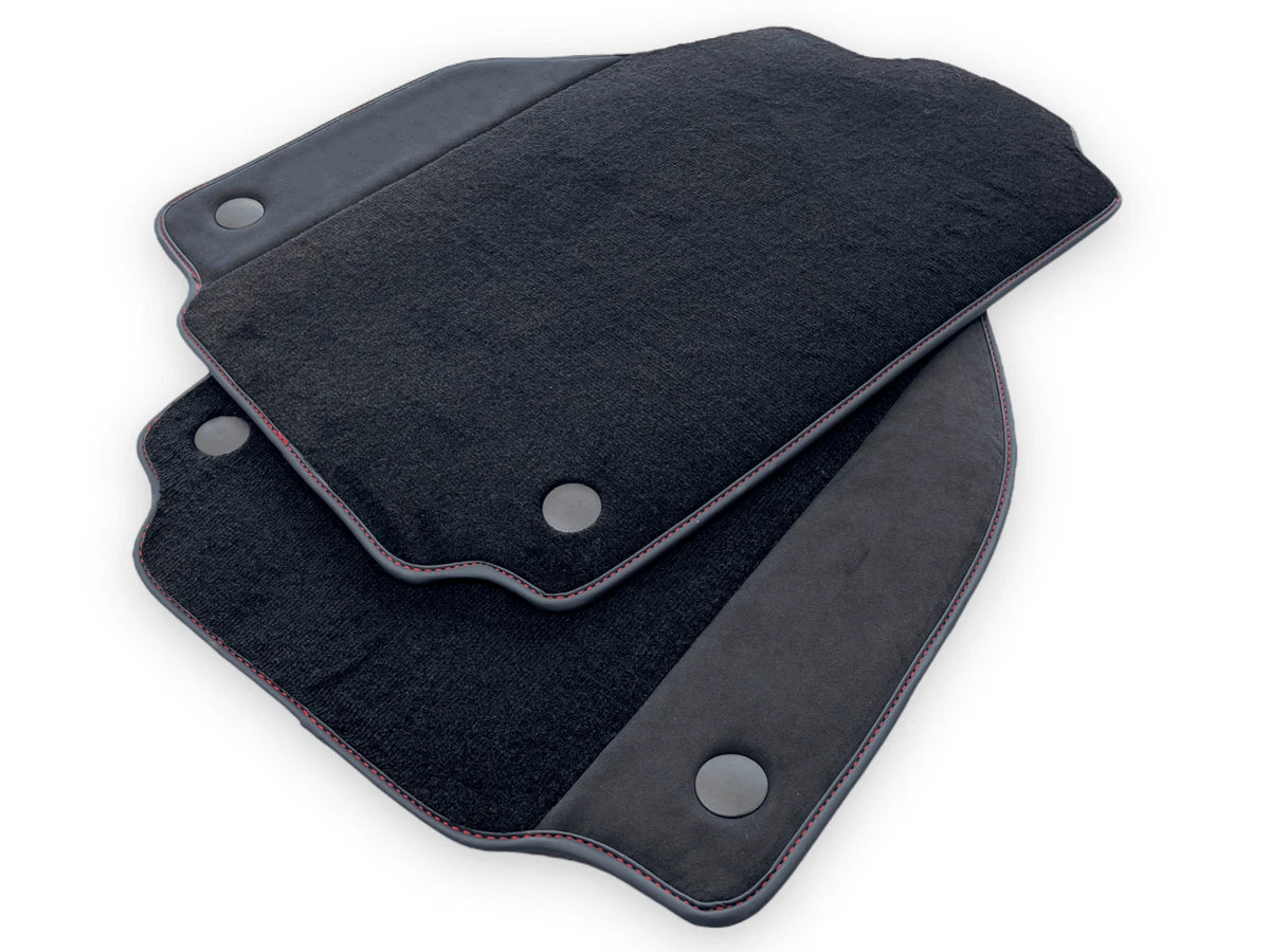 Floor Mats for Ferrari F8 Spider Black Alcantara Leather Tailored Carpets