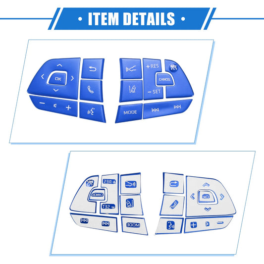 13pcs Steering Wheel Button Covers for Toyota Highlander (2020-2022) Blue