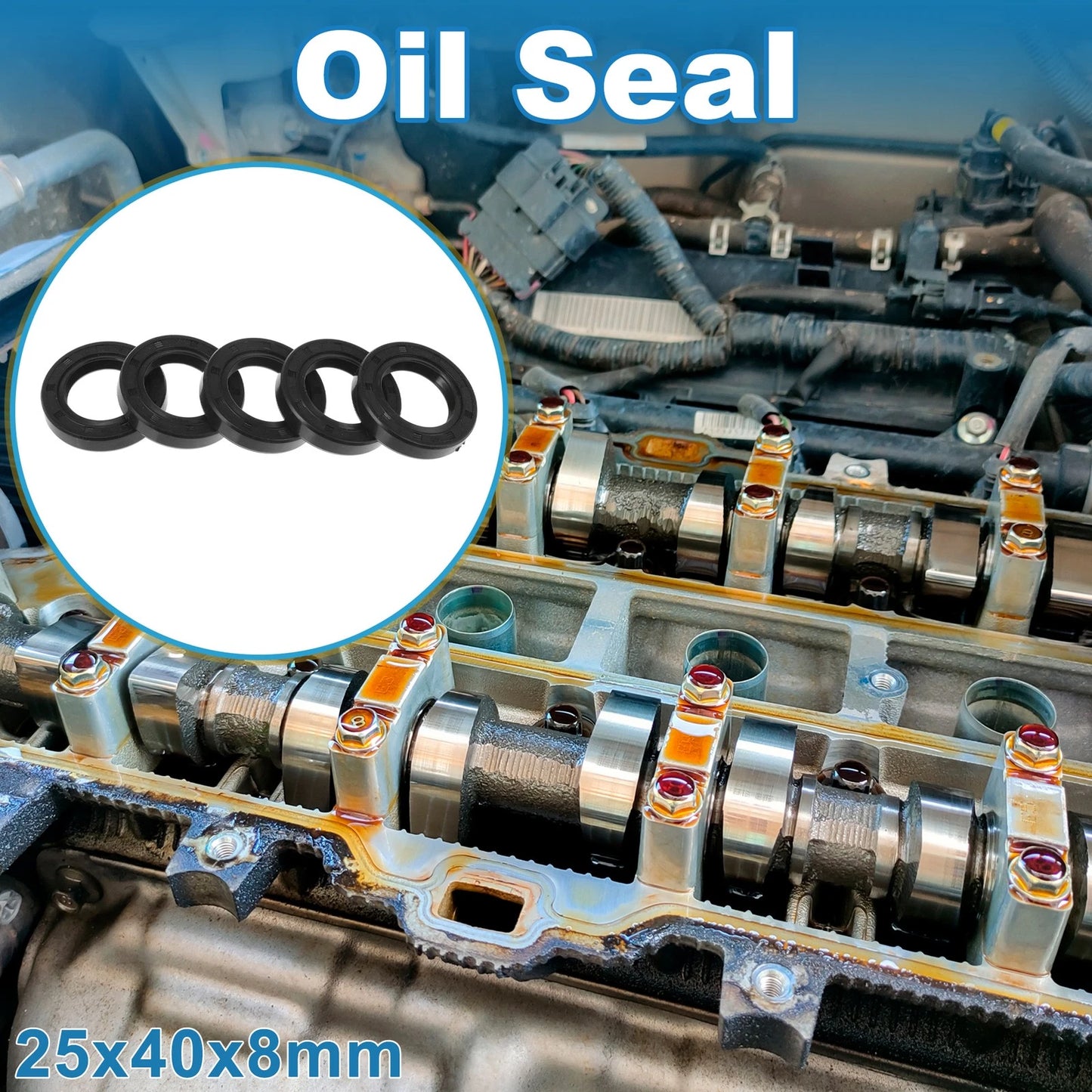 Oil Seal 25x40x8mm Nitrile Rubber Seal Ring for MakeModel 5 Pcs