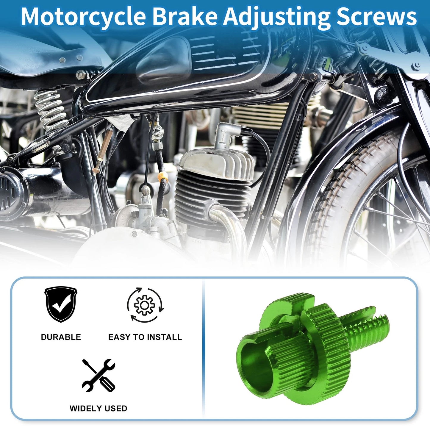 2 x Brake Lever Barrel Adjusters Screws M8 Green for Motorcycle
