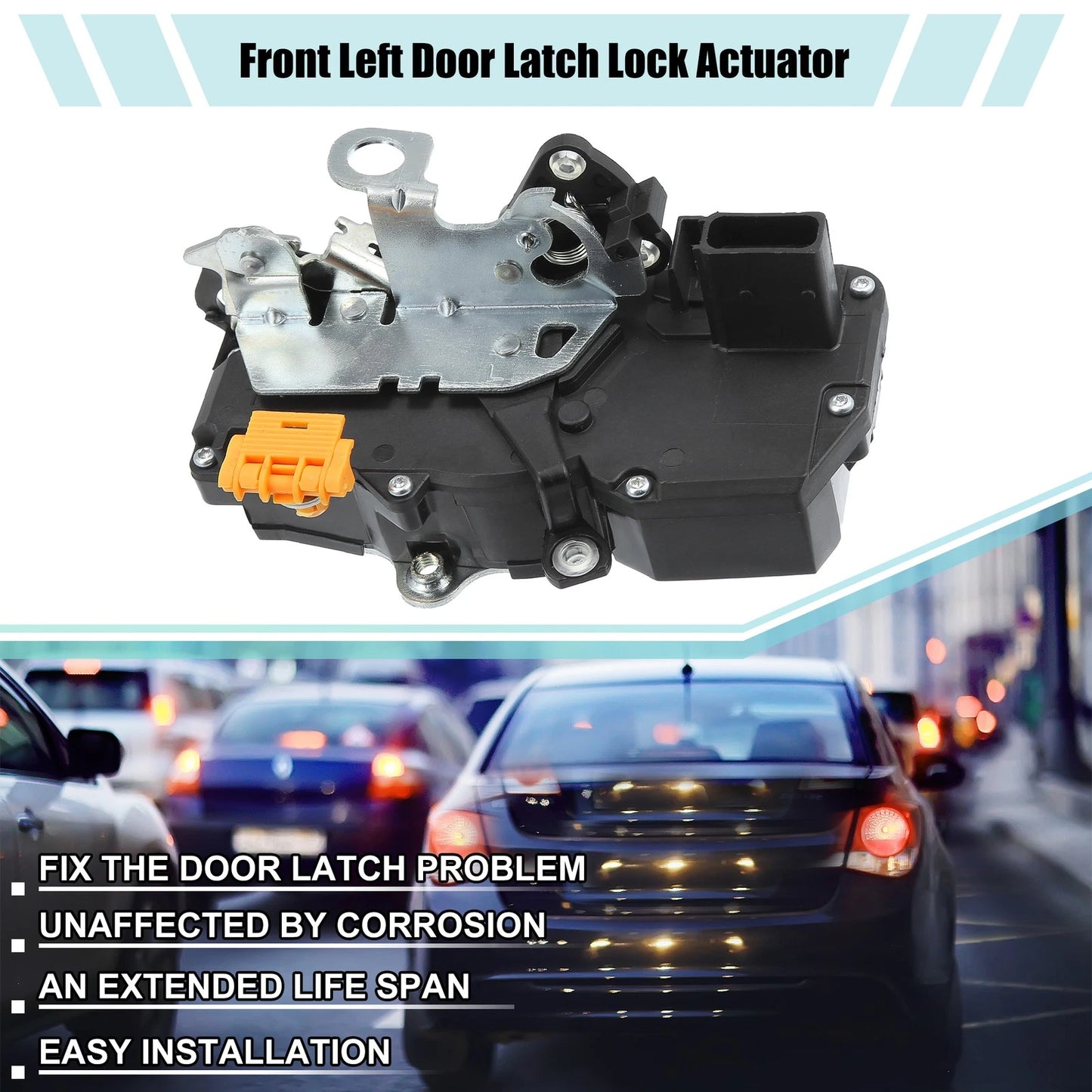 Front Left Door Latch Lock Actuator for Chevrolet Cobalt Black Silver Tone