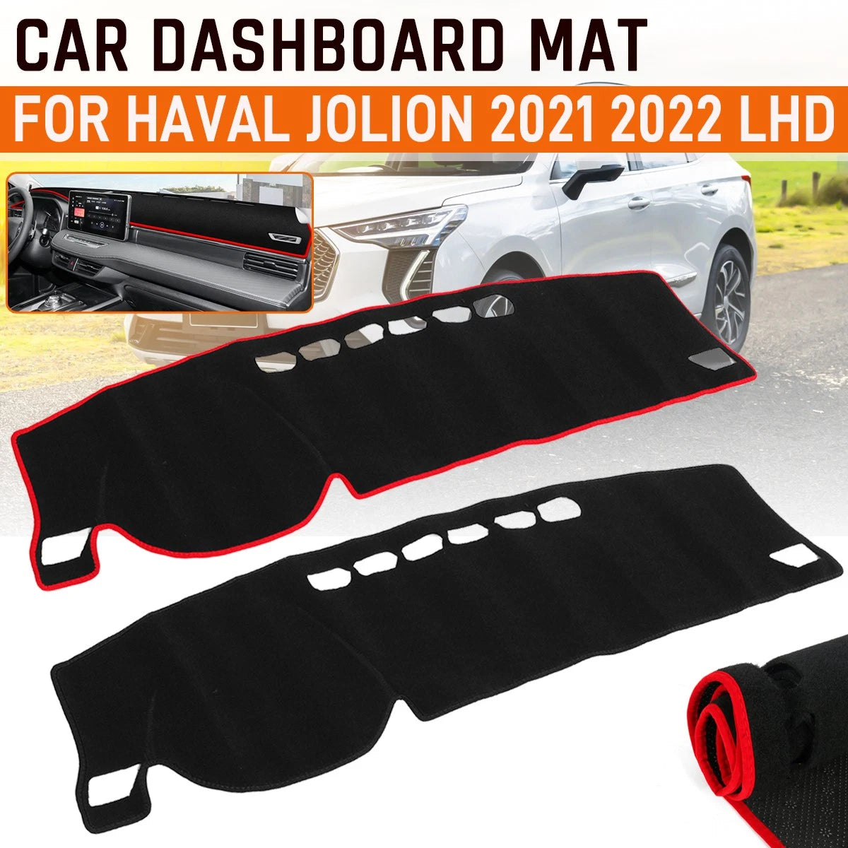 Black Dashboard Pad Dash Cover Mat Anti-Slip for Haval Jolion (2021–2022)